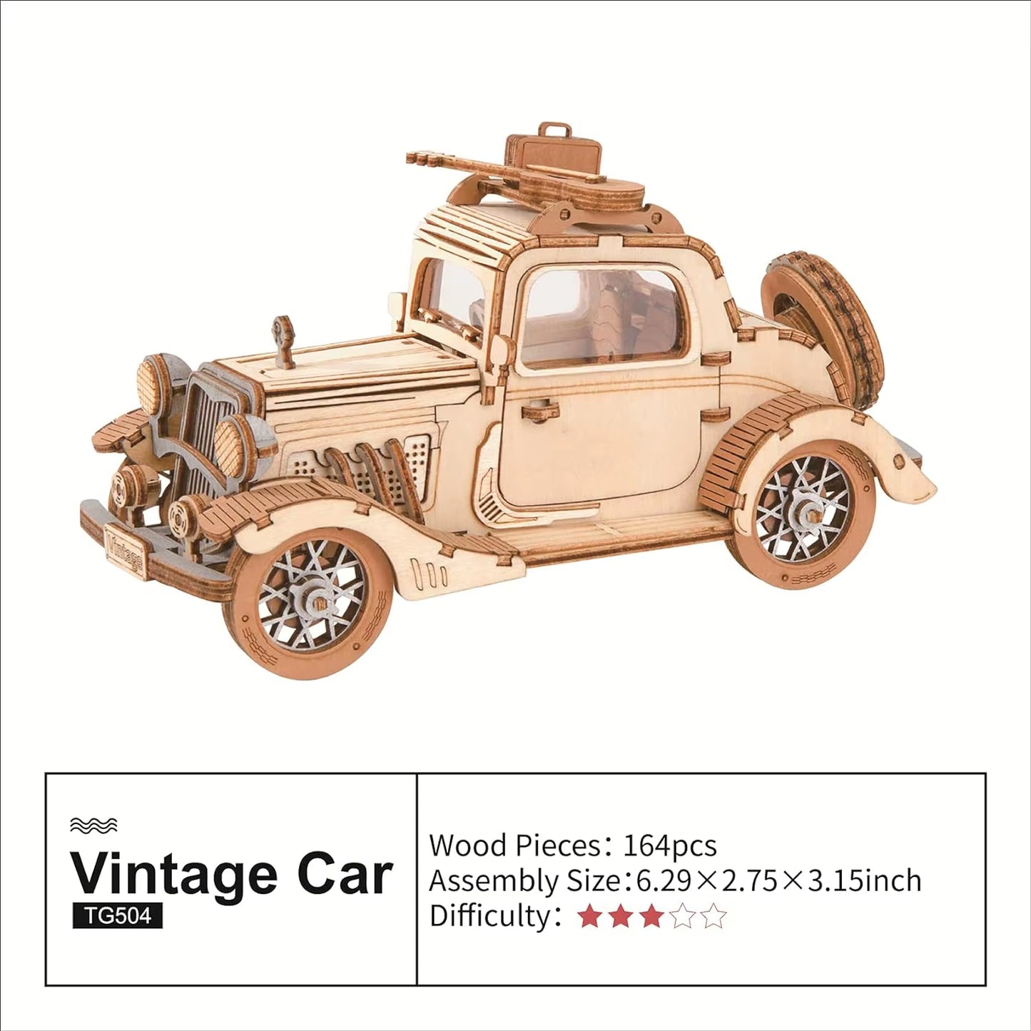 3D Wooden Puzzles Car DIY Model Kits to Build Wooden Model Vintage Car Craft Gift for Collection Lover