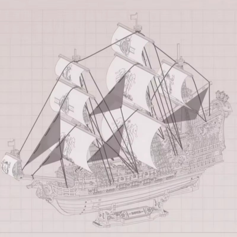 Rokr Wooden Seahouse Barque Model Kit 3D Puzzle Build Home Desk Decoration Gift for Teens and Adults