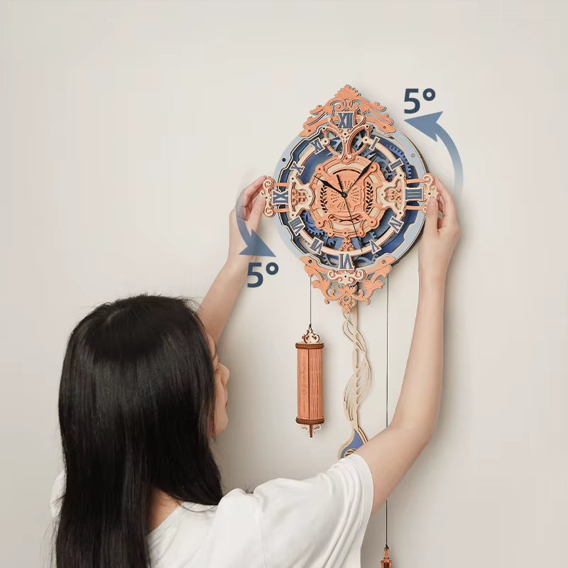 ROKR 3D Wooden Puzzle Time Art Romantic Notes Wall Clock Model Toys for Children Kids - LC701