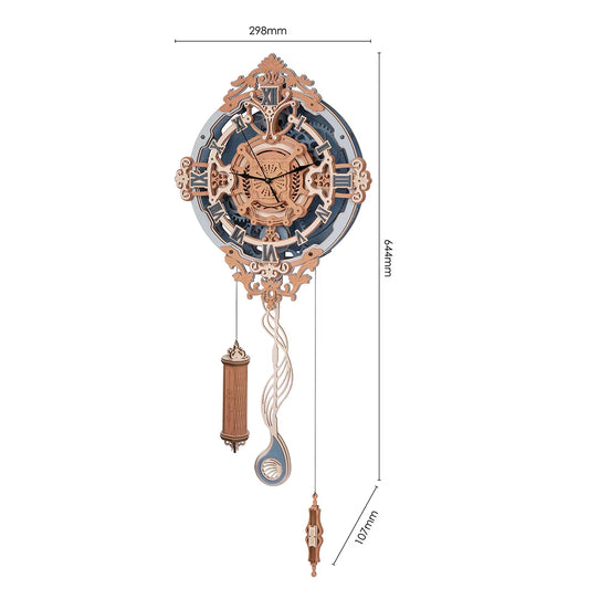 ROKR 3D Wooden Puzzle Time Art Romantic Notes Wall Clock Model Toys for Children Kids - LC701