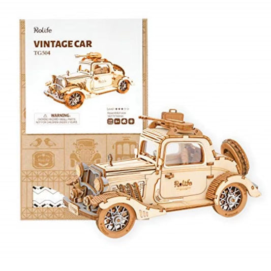 3D Wooden Puzzles Car DIY Model Kits to Build Wooden Model Vintage Car Craft Gift for Collection Lover