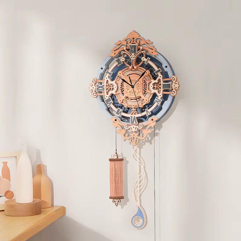 ROKR 3D Wooden Puzzle Time Art Romantic Notes Wall Clock Model Toys for Children Kids - LC701