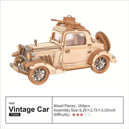 3D Wooden Puzzles Car DIY Model Kits to Build Wooden Model Vintage Car Craft Gift for Collection Lover