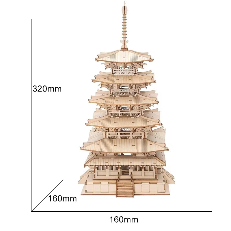 3D Wooden Puzzle Game Big Ben Tower Bridge Pagoda Building Model Toys for Children Kids Birthday Gift