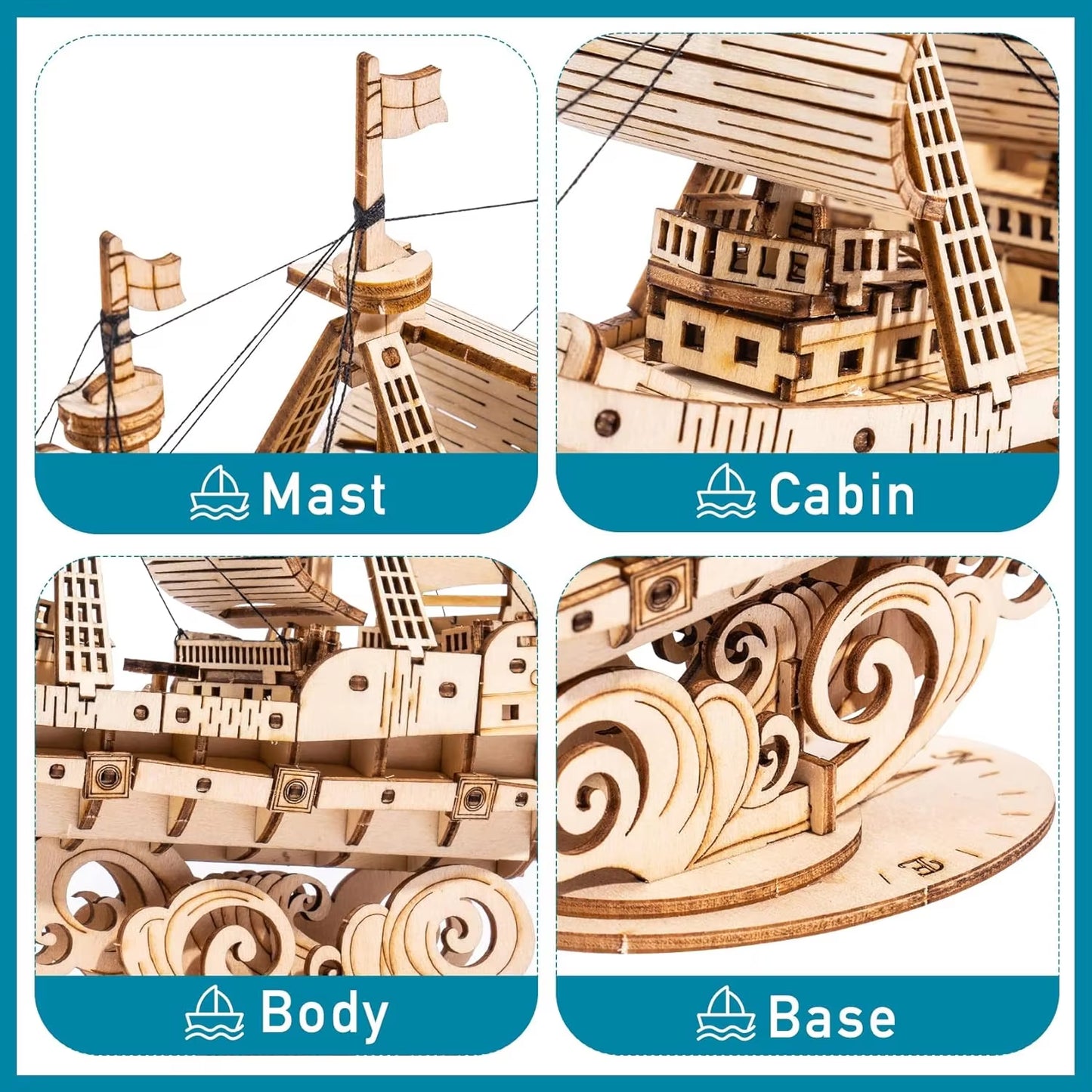 Vintage Wooden Watercraft Model Kit 3D Wooden Puzzle Best Gift Ideas for Adults Sailling Ship