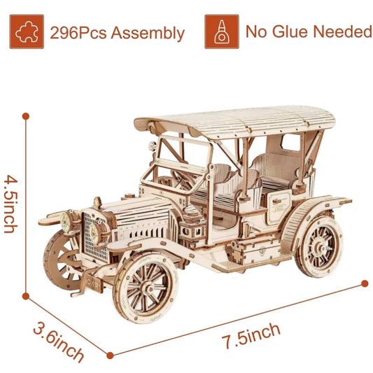 Vintage Car 3D Wooden Puzzle Retro Car Model Kits for Antique Car Lovers Aesthetic Home Decor Adults