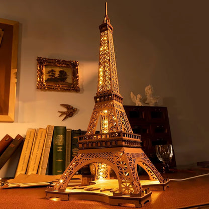 3D Wooden Puzzle Game Night of the Eiffel Tower 1:638 Building Model Toys for Children Kids Birthday Gift