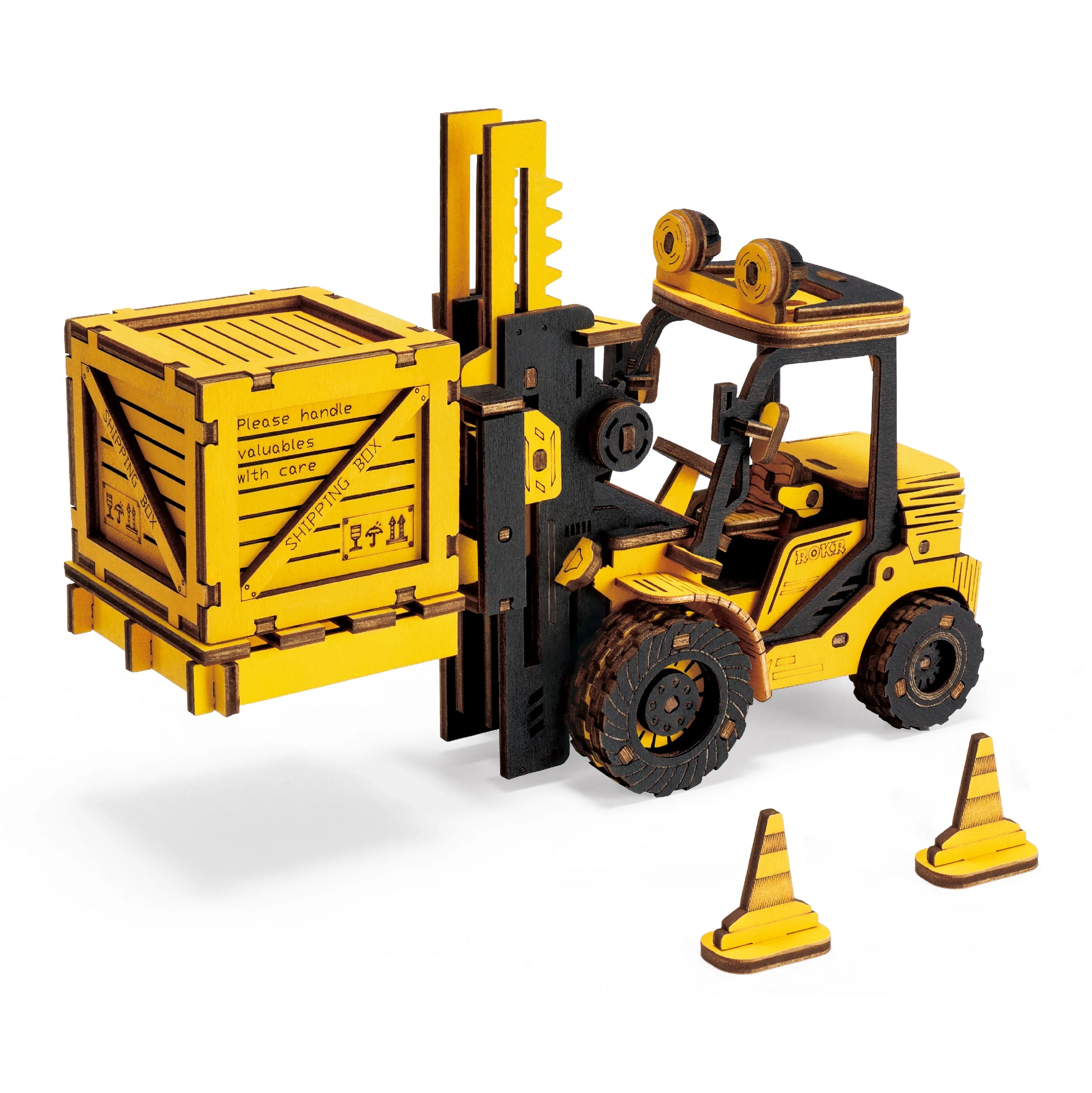 Rokr Construction Vehicles Truck Toys Set 3D Wooden Puzzles for Boys Toddlers Birthday