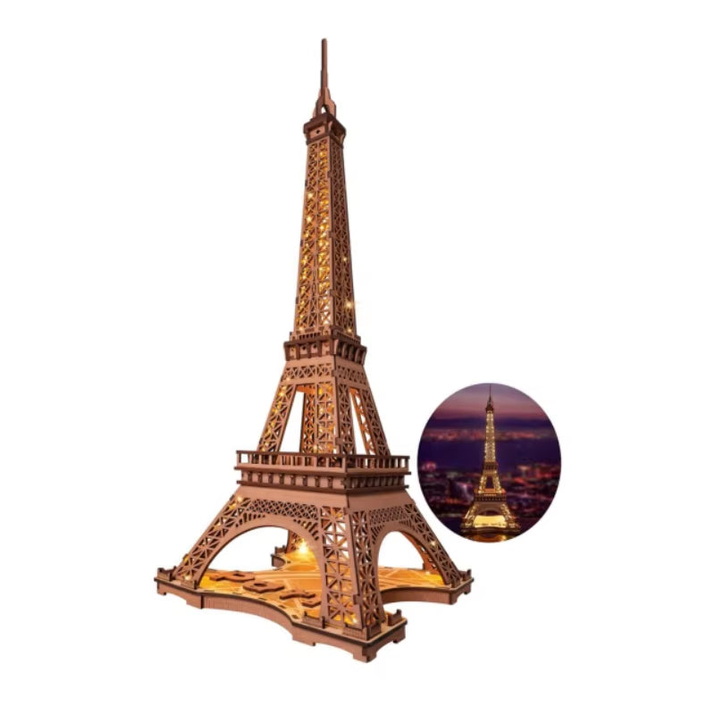 3D Wooden Puzzle Game Night of the Eiffel Tower 1:638 Building Model Toys for Children Kids Birthday Gift