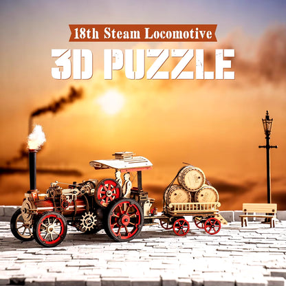 Rokr Car Model Building Kit 3D Wooden Puzzle Steam Kit 1:28 Mechanical Steam Locomotive Awesome Gifts for Adults Teens