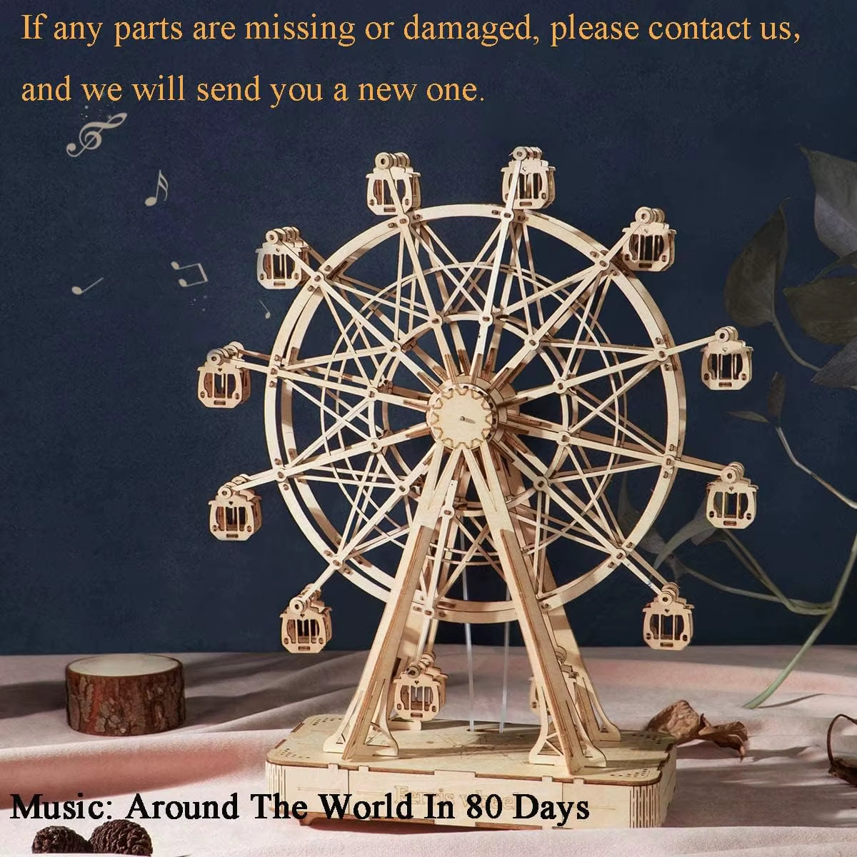 Ferris Wheels Music Model Kits 3D Wooden Puzzle Mechanical DIY Crafts Kits Brain Teaser Puzzles for Boys and Girls Adul