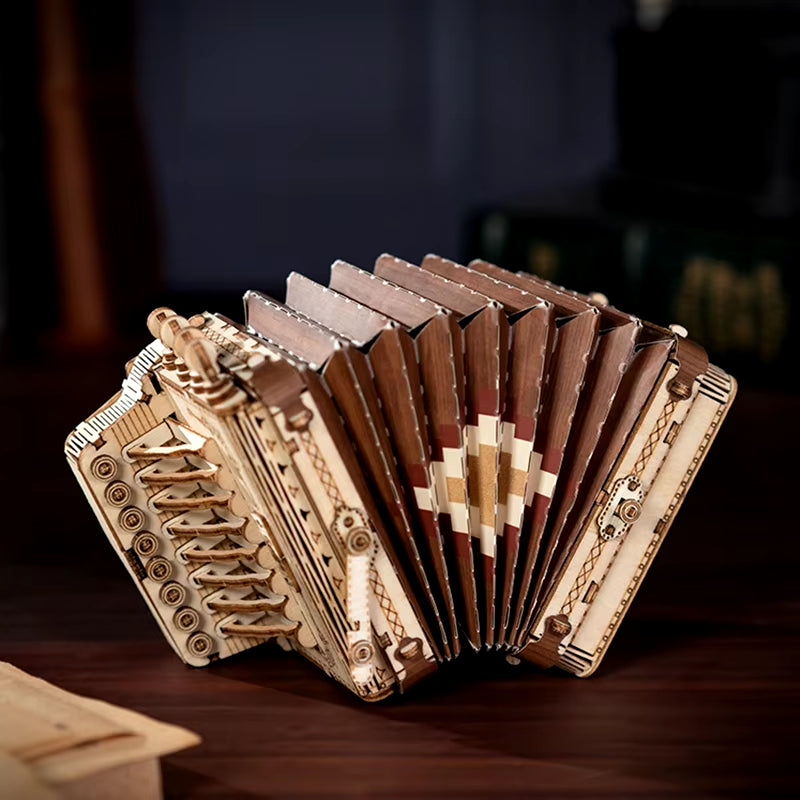 Rolife 3D Wooden Puzzle Games Saxophone Drum Kit Accordion Cello Model Toys for Children Kids Birthday Gifts