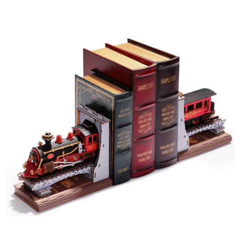 Rolife Nook Kits DIY Miniature Kit 3D Wooden Puzzle Century Train Booknook Model Kits Bookshelf Decoration for Adults
