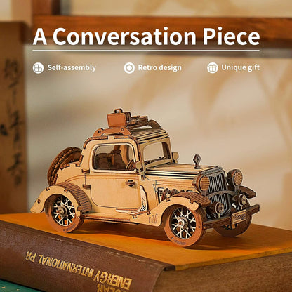 3D Wooden Puzzles Car DIY Model Kits to Build Wooden Model Vintage Car Craft Gift for Collection Lover