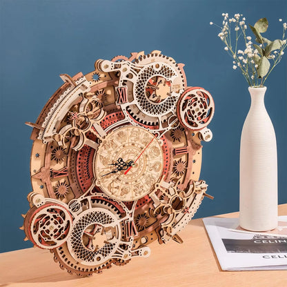 3D Wooden Puzzles Wooden Steampunk Clock Kit DIY Mechanical Wall Quartz Aesthetic Room for Adults